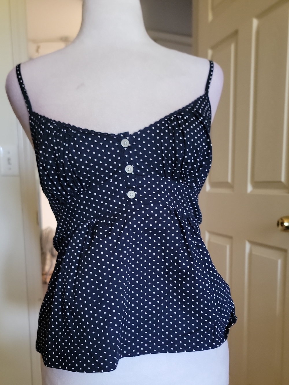 Brandy Melville Navy Polka Dot Spaghetti Strap Tank Top